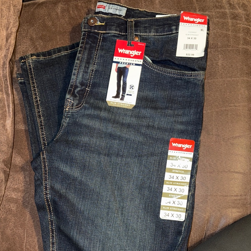 Wrangler Men's Dark Blue Slim Straight Jeans 34X32